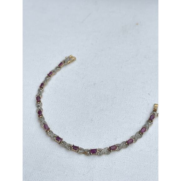 3.7ctw Ruby Tennis Bracelet - Sterling Silver - Vintage - Picture 3 of 5